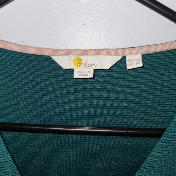 Boden Bronte Ottoman Ribbed Knit Dress Sz 8 Green - Picture 6 of 7